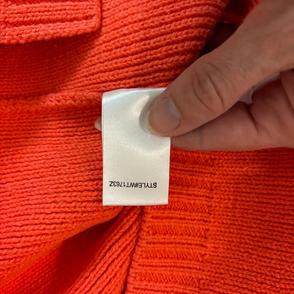 Vici Dolls Womens Small Bright Coral Orange Mock Neck Knit Long Sleeve‎ Sweater